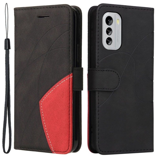 Two-color leather flip case for Nokia G60 - Black Black