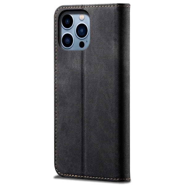 Jeans iPhone 14 Pro Max flip etui - Sort Black