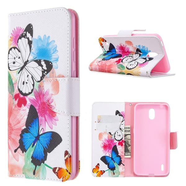 Wonderland Nokia 1.3 flip-etui - Sommerfugler Og Blomster Multicolor