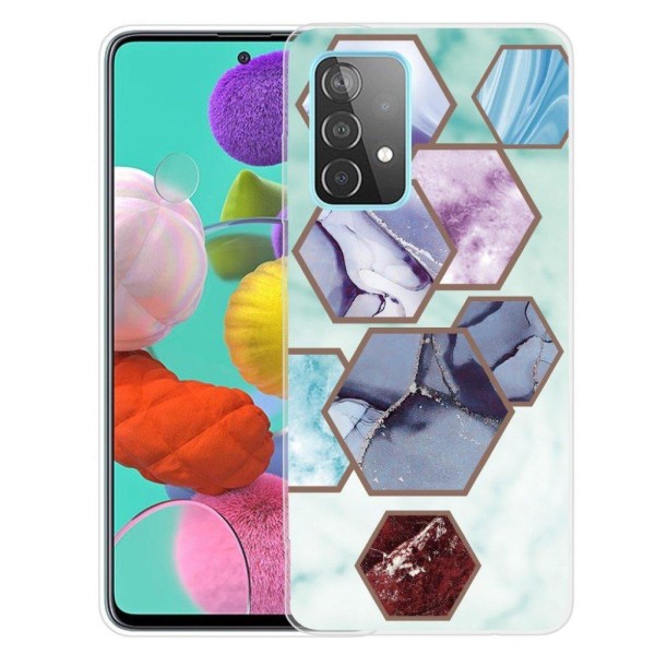 Marble Samsung Galaxy A32 5G Etui - Hexagon Fragments in Sky Blue Blue