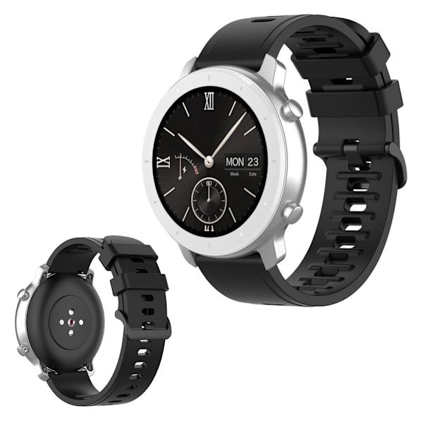 Amazfit GTR 42mm / GTS klockarmband i silikon - Svart Svart