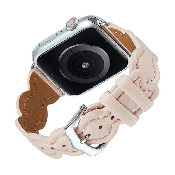Apple Watch Series 8 (45mm) / Watch Ultra klockarmband i äkta läder med kanderade hajar - Rosa Rosa