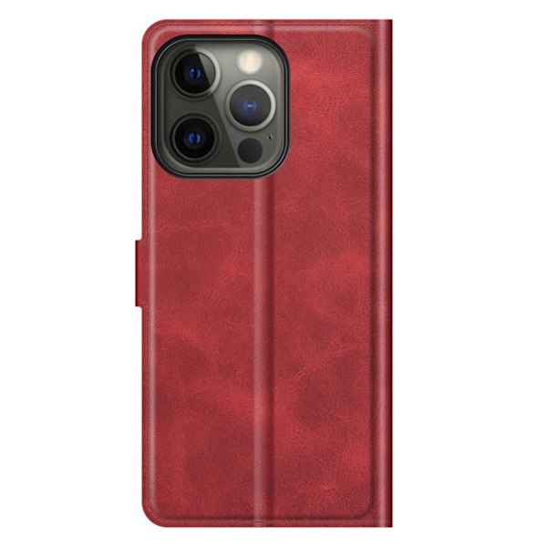 Hållbart konstläder iPhone 13 Pro fodral med plånbok - Röd Röd