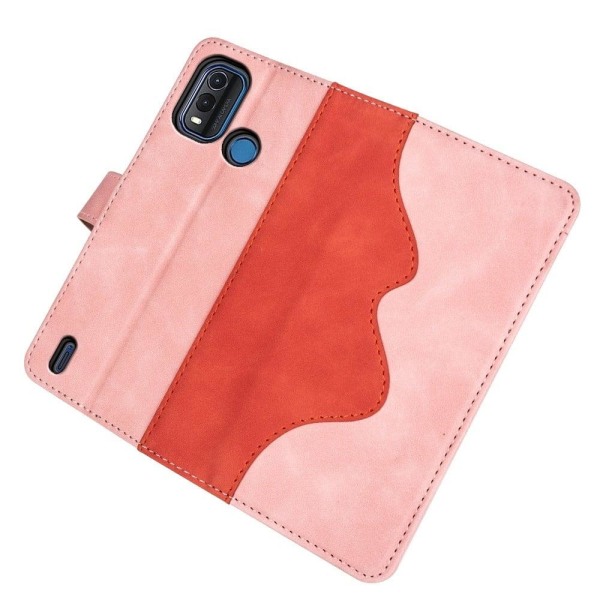To Farvet Læder Flip Case til Nokia G11 Plus - Lyserød Pink