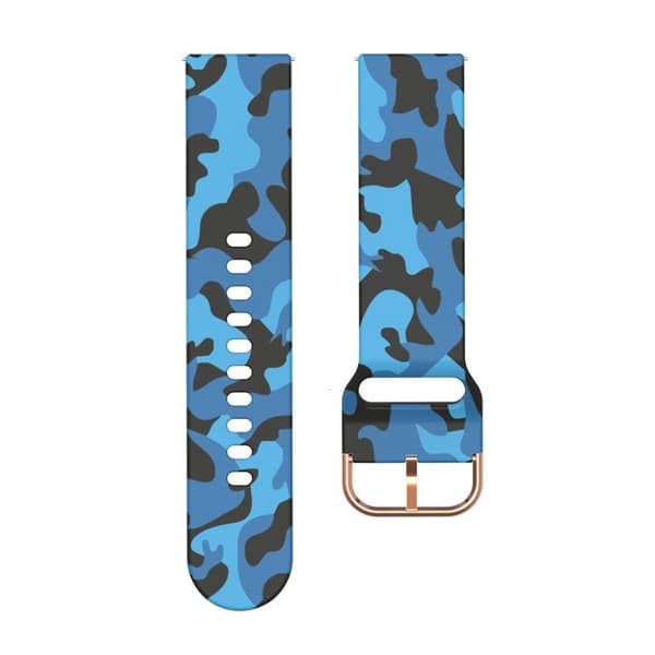 22 mm universal klockarmband i silikon med coolt mönster - Blå Kamouflage Blå