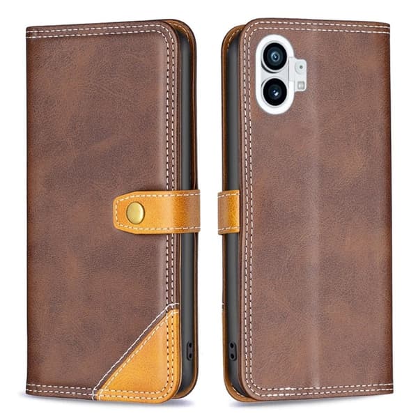 BINFEN tofarget læretui for Nothing Phone (1) - Kaffe Brown