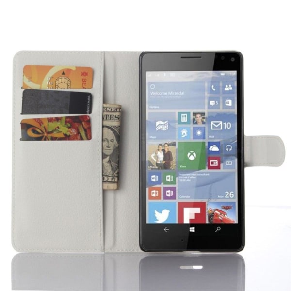 Jensen læder-etui med stander og kortholder til Microsoft Lumia White