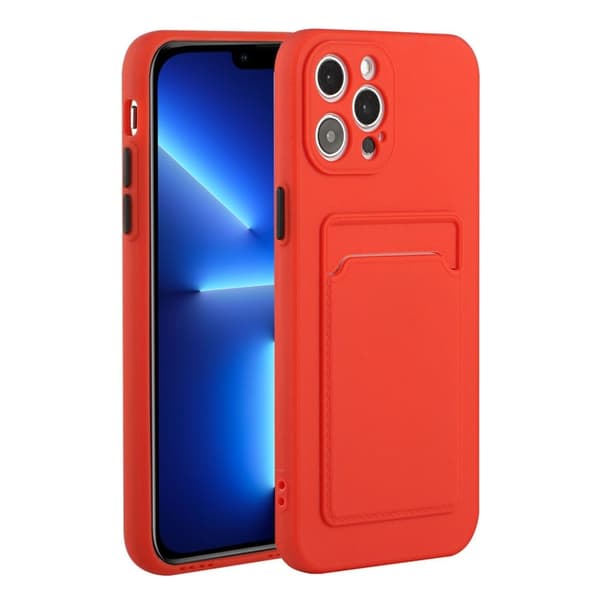 Card Holder Suojakuori For iPhone 13 Pro Max - Punainen Red