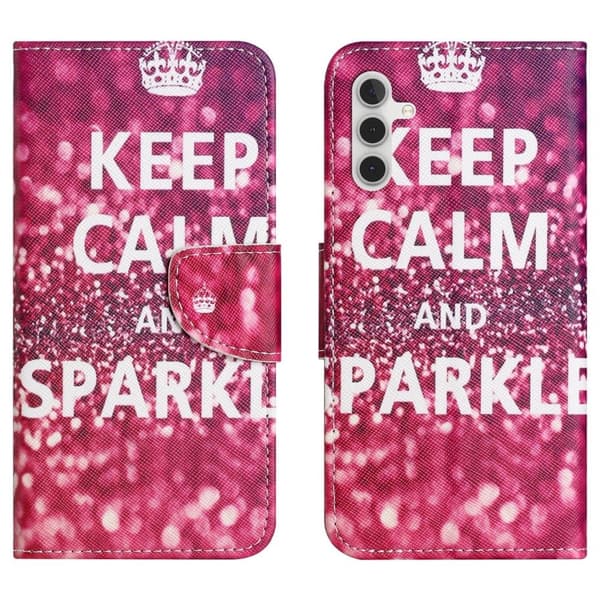 Wonderland Samsung Galaxy A15 Flip Etui - Keep Calm og Sparkle Red
