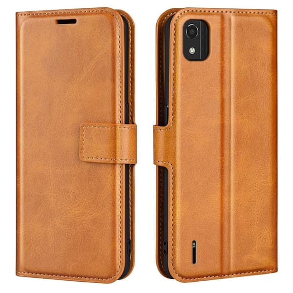 Hållbart konstläder Nokia C2 2nd Edition fodral med plånbok - Gul Gul