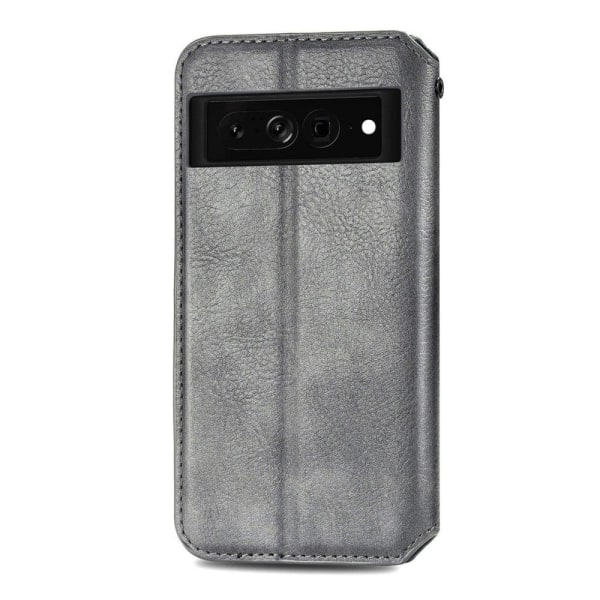 Nahkakotelo With A Stylish Rhombus Imprint For Google Pixel 7 Pro - Harmaa Silver grey