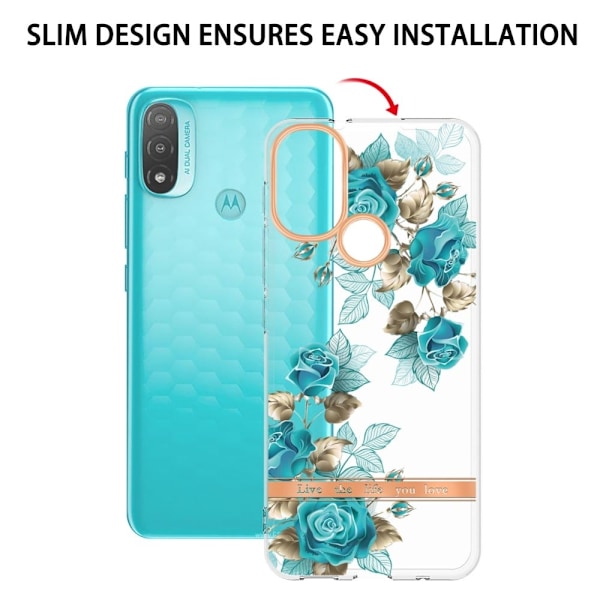 Supertyndt og slidstærkt softcover til Motorola Moto E30/E20/E40 - Blå Rose Blue