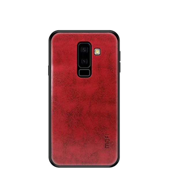 MOFI Samsung Galaxy A6 Plus (2018) mobilskal plast syntetläder silikon - Röd Röd