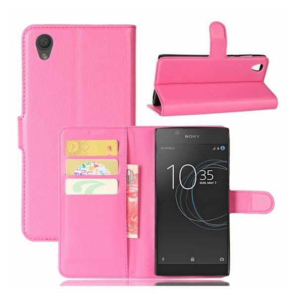 Sony Xperia L1 Læder litchi skind etui - Rosa Pink