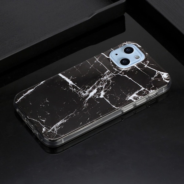 Marble iPhone 14 Plus Suojakotelo - Musta Marble Black
