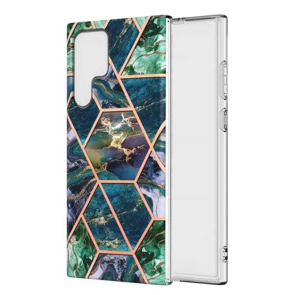 Marble Samsung Galaxy S22 Ultra Etui - Blå / Grøn Multicolor