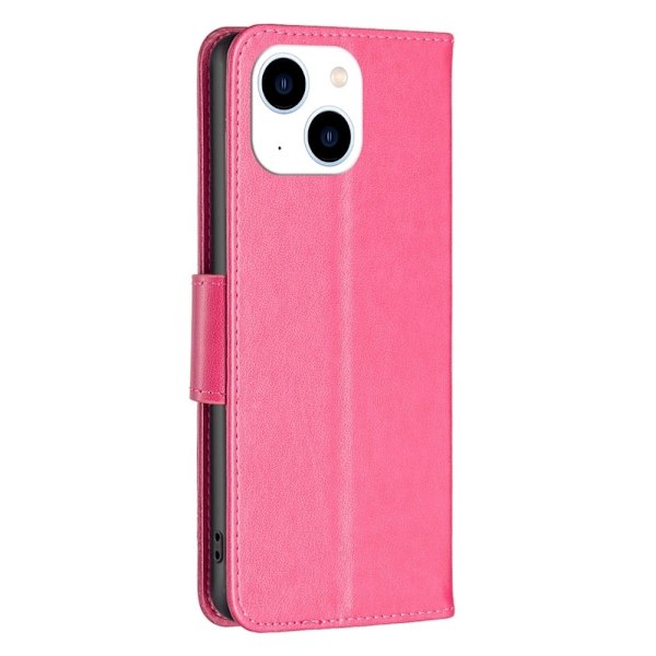 Butterfly läder iPhone 14 fodral - Rosa Rosa