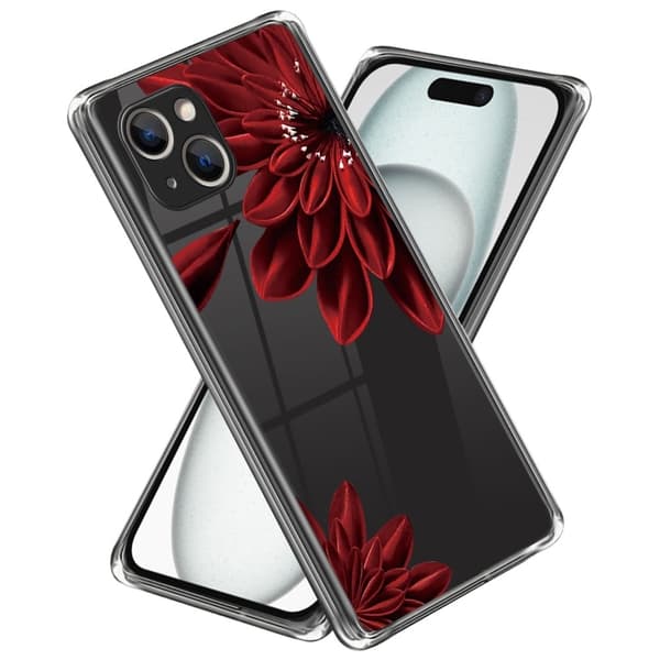 Deco iPhone 15 cover - Rød Blomst Red
