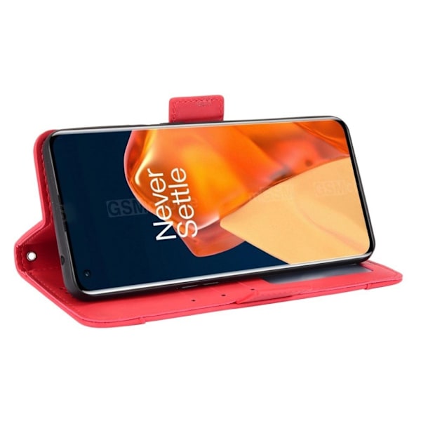Modern-styled Læder Pung Etui til Oneplus 9 Pro - Rød Red
