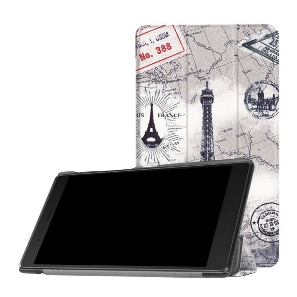 Lenovo Tab 7 Essential mønstret læder flip etui - Eiffeltårnet Multicolor