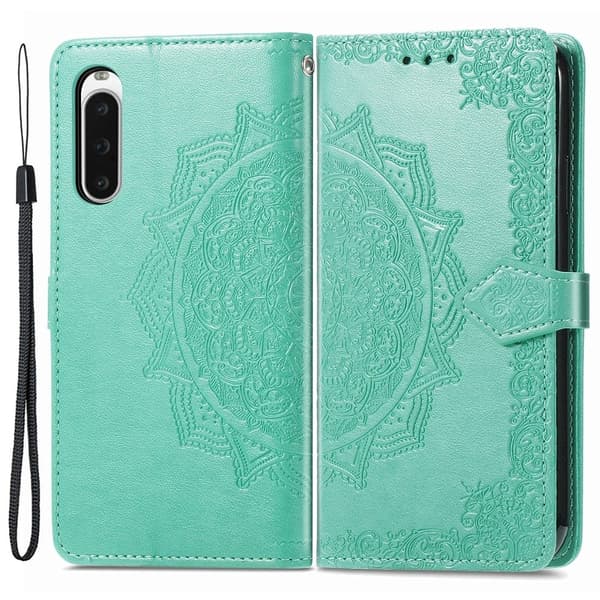 Mandala läder Sony Xperia 10 V fodral - Grön Grön