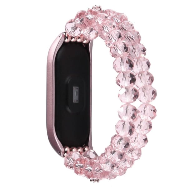 Xiaomi Mi Smart Band 6 / 5 klockarmband med kristallpärlor - Rosa Rosa