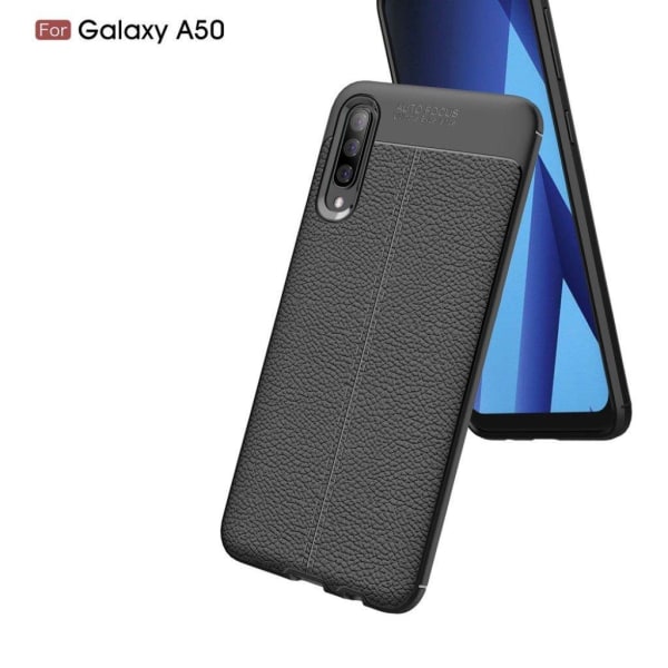 Samsung Galaxy A50 litchi etui - Sort Black