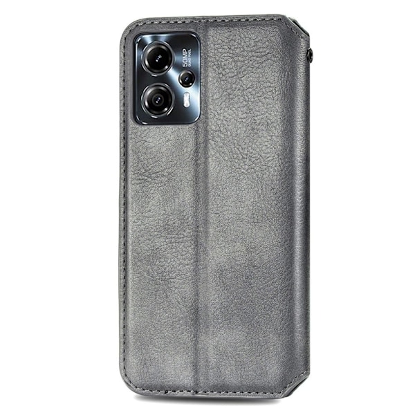 Læder Etui med A Stilfuldt Rhombus Tryk til Motorola Moto G23 / G13 - Grå Silver grey