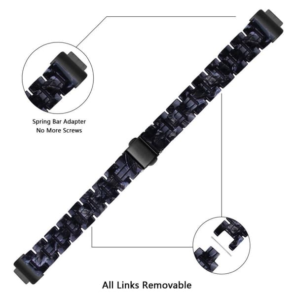 Fitbit Inspire / Inspire HR urrem med harpiksmønster - Sort Mix Black