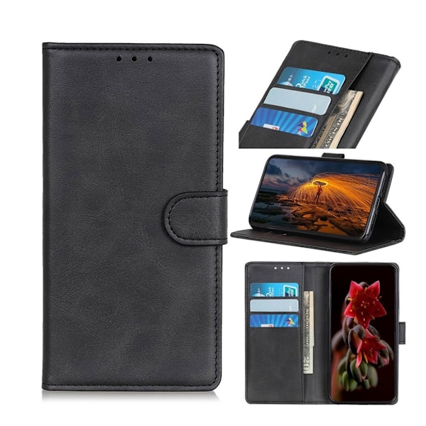 Samsung Galaxy A50 mat læder etui - Sort Black