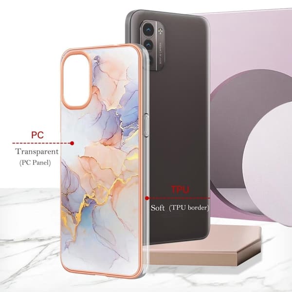 Marmormotiv Nokia G11 / Nokia G21 skal - Milky Way Marmor Vit multifärg