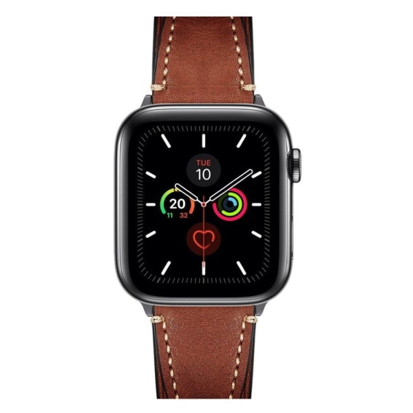 Apple Watch Series 5 / 4 44mm aitoa nahkaa oleva ranneke - Tumman Ruskea Brown