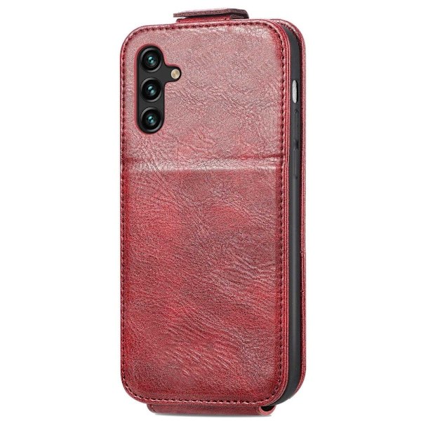 Vertical Flip Phone Suojakotelo With Zipper For Samsung Galaxy M23 / F23 - Punainen Red