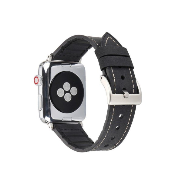 Apple Watch Series 4 44mm Læderbelagt Urrem - Sort Black