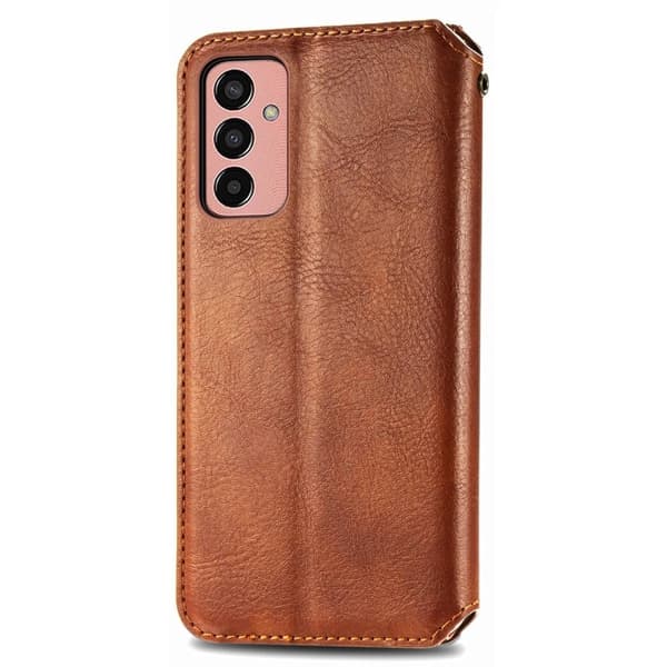 Læder Etui med A Stilfuldt Rhombus Tryk til Samsung Galaxy M13 4g - Brun Brown
