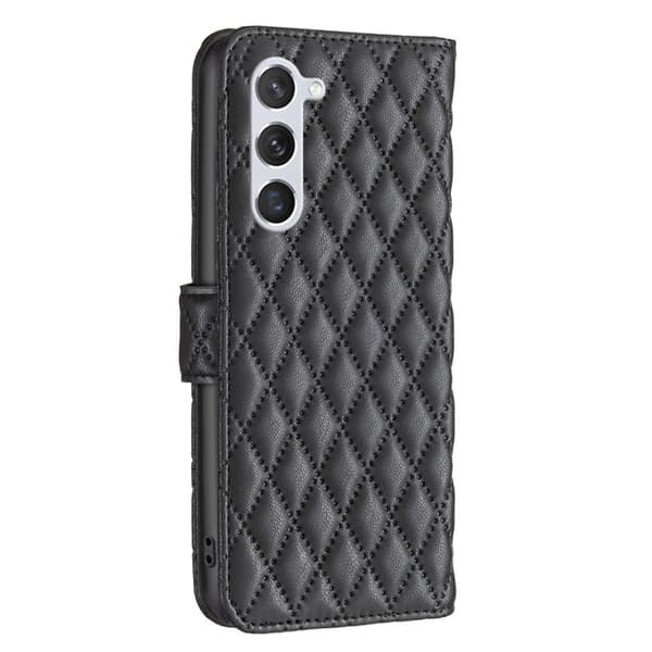 Rhombus mat Samsung Galaxy S23 flip etui - Sort Black