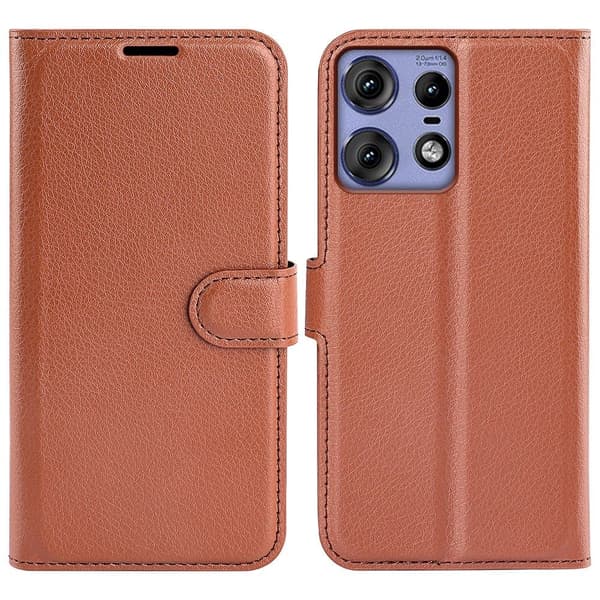 Klassisk Motorola Edge 50 Pro flip etui - Brun Brown