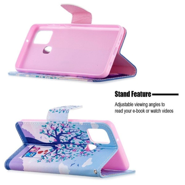 Wonderland Samsung Galaxy A21s flip kuoret - Puu Ja Pöllöt Multicolor