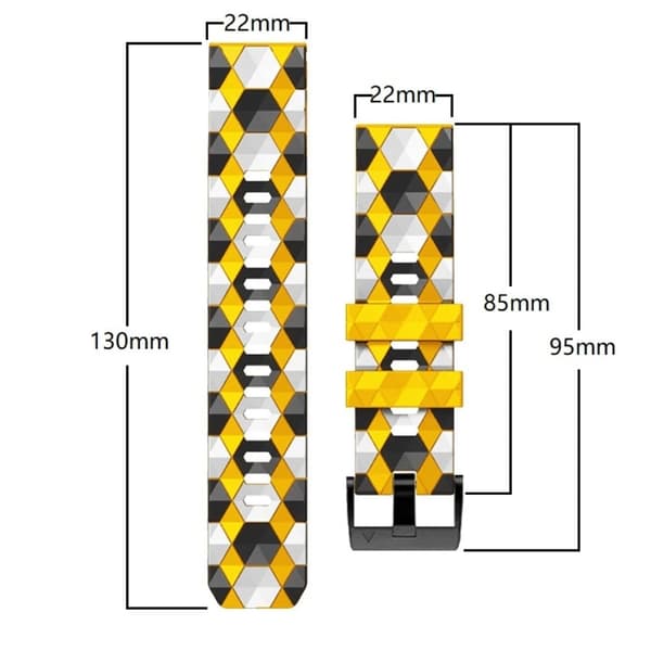 22 mm fodboldsilikonerem til Garmin- og Coros-ure - Gul Yellow