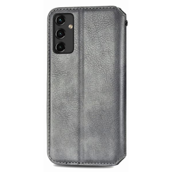 Læretui med A Stilfull Rhombus Imprint til Samsung Galaxy A14 - Grå Silver grey