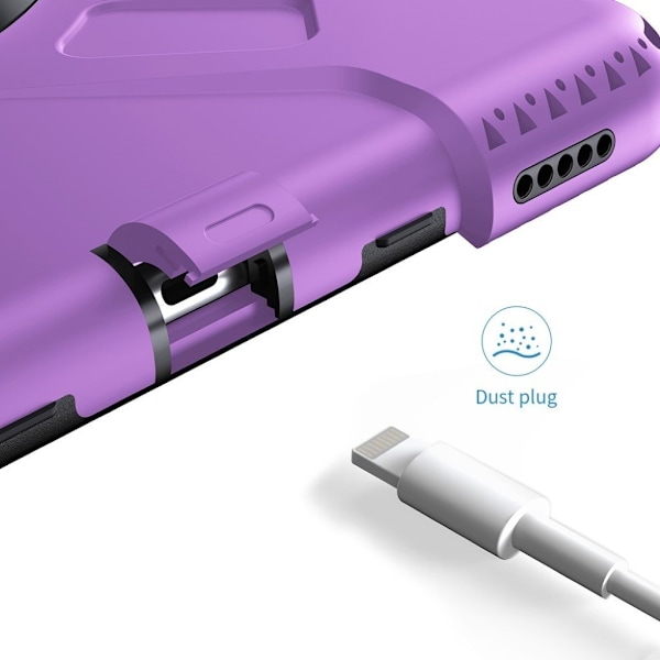 iPad 10.2 (2019) 360 graders hållbart silikonfodral i två färger - Lila Yttre Lager / Svart Lila
