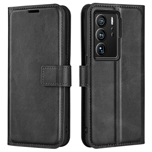 Læderetui med Pung til ZTE Axon 40 Ultra - Sort Black