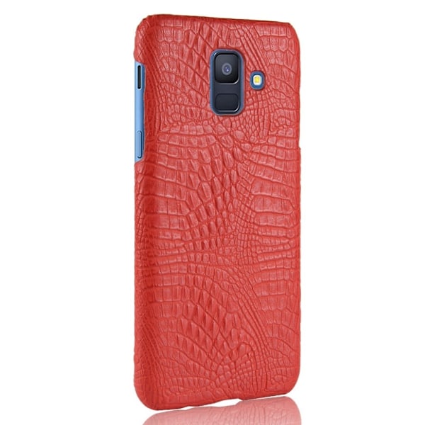 Samsung Galaxy A6 (2018) mobiletui i kunstlæder med krokodille tekstur - Rød Red
