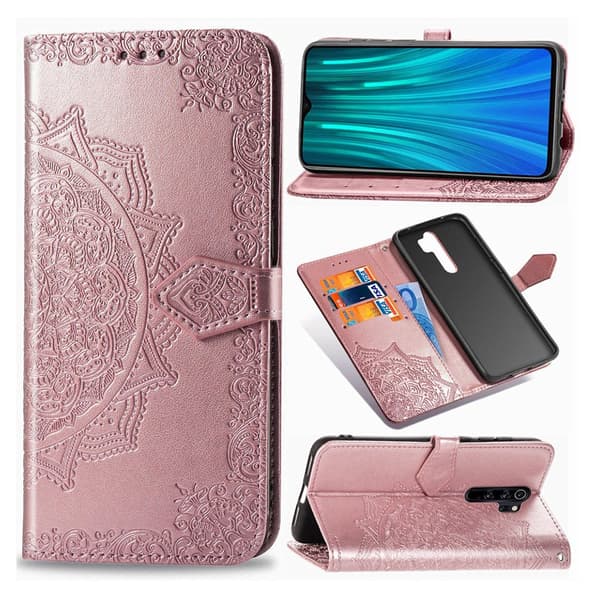 Mandala Xiaomi Redmi Note 8 Pro etui i lær - Rose Gull Pink