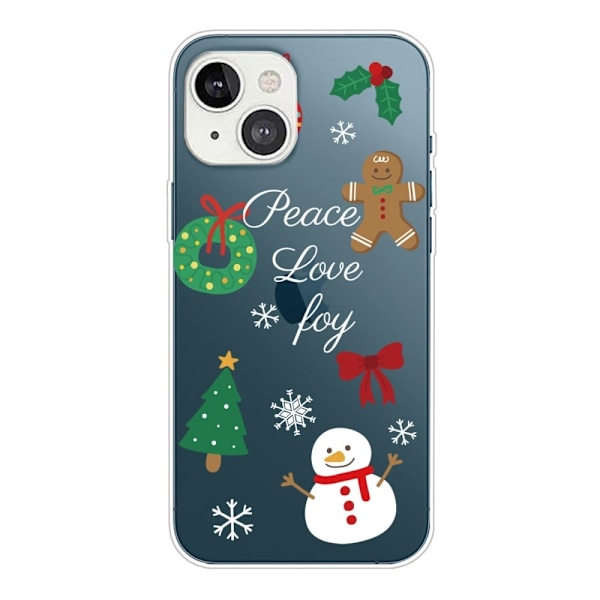 Juletelefonetui iPhone 14, stilfuldt mønstertryk Anti-ridse blødt fleksibelt bagcover - Snemand Multicolor