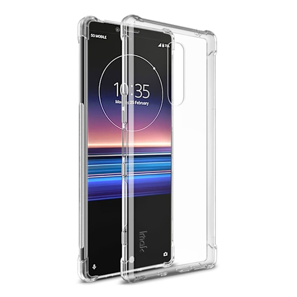 IMAK Sony Xperia 1 Läder känsla fodral - Genomskilnig Transparent