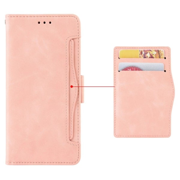 Stilfuldt Læder Etui med Pung til Samsung Galaxy A04e - Lyserød Pink