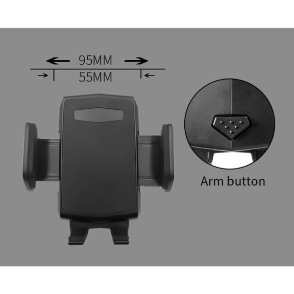 360 degree rotatable car mount bracket for 1.9-3.7 inch phone de Black