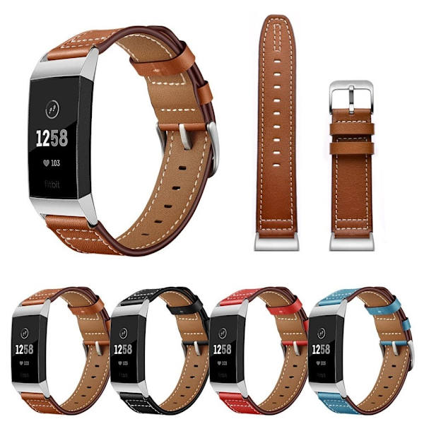 Fitbit Charge 3 komfortabel ægte læder Urrem - Sort Black