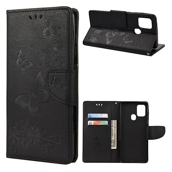 Butterfly läder Samsung Galaxy A21s fodral - Svart Svart